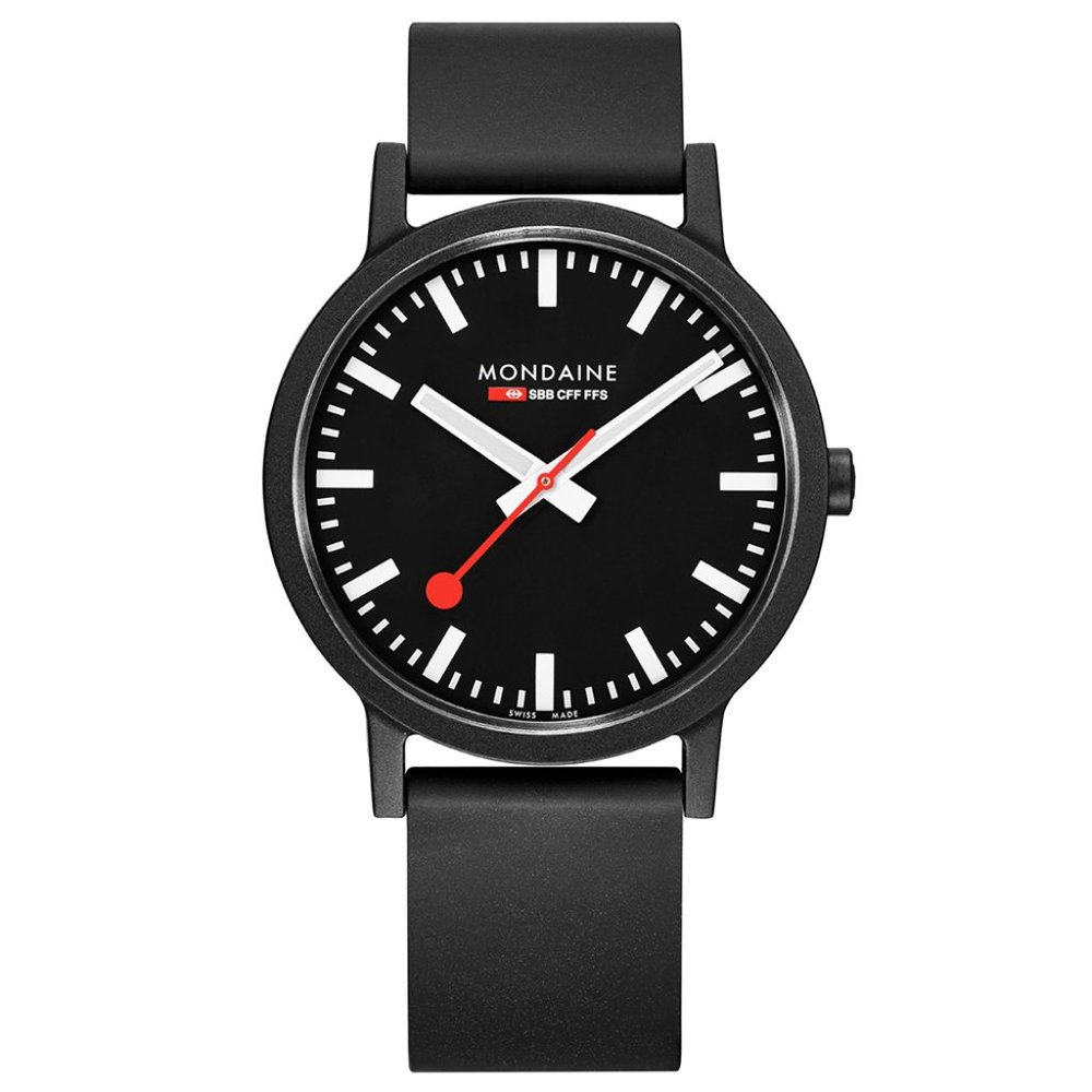 Mondaine Essence 32mm Black Steel Case Black Dial Mens Quartz Watch MS1.41120.RB